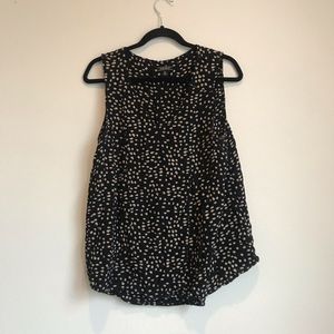 Lucky brand black and tan dotted tank blouse